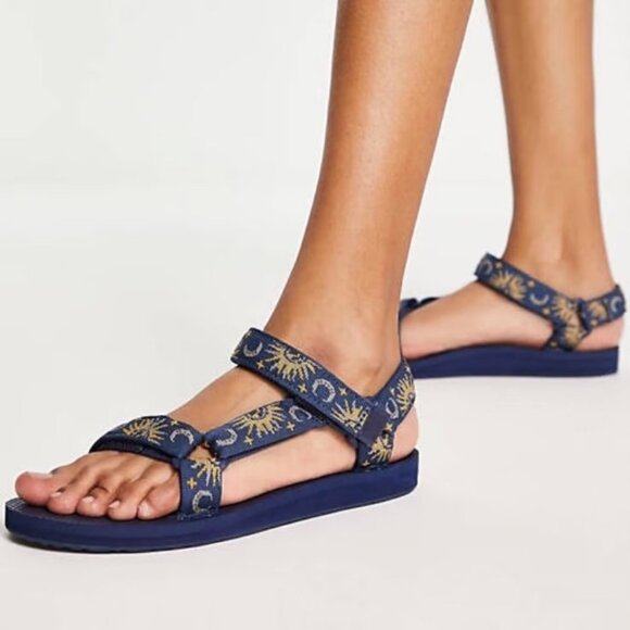 Teva Original Universal Sun & Moon Insignia Sport Sandals Hook&Loop Blue - Picture 1 of 14